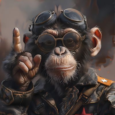 KI-generiertes Porträt eines Affen in Flieger-Uniform